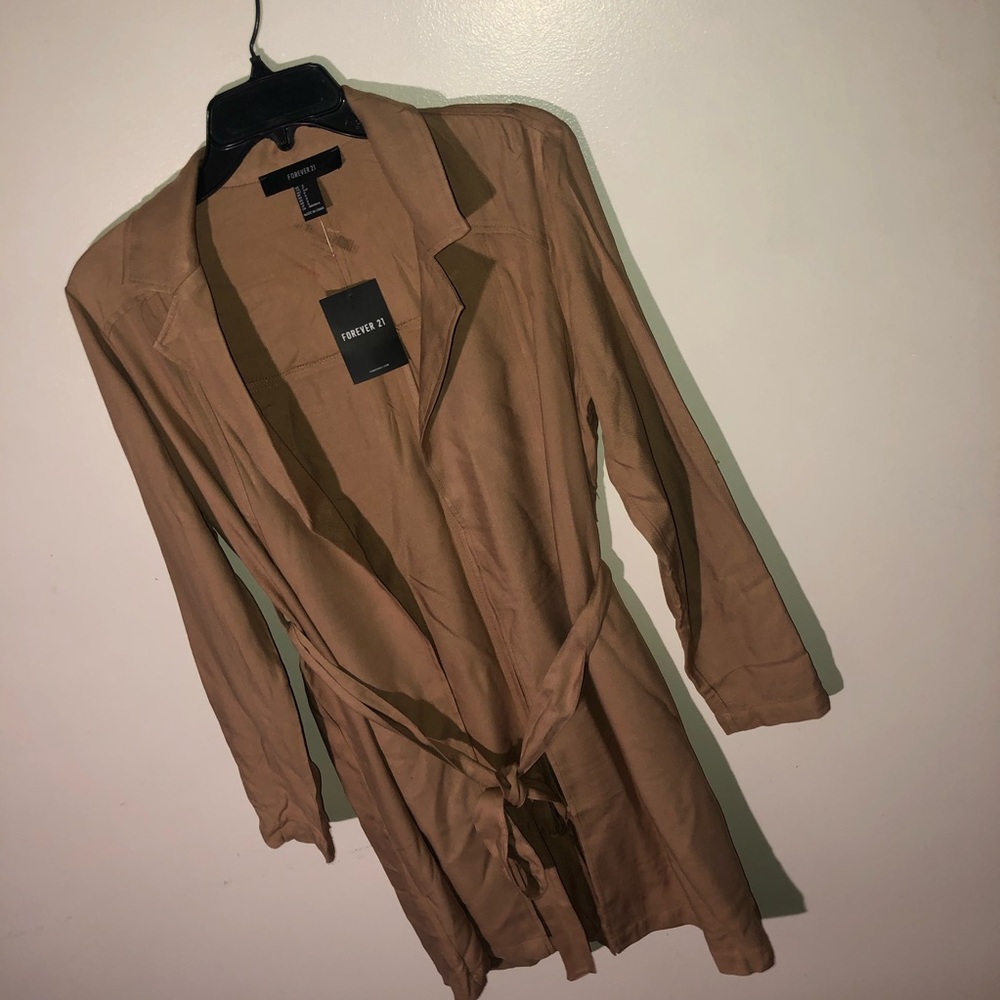 FOREVER21 Tan/Camel Belted Casual Duster Cardigan - Picture 2 of 4